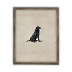 Vintage Framed Canvas Art  // Framed Vintage Print // Black Labrador Painting // Vintage Dog Art// Boys Room or Nursery print //#A-118