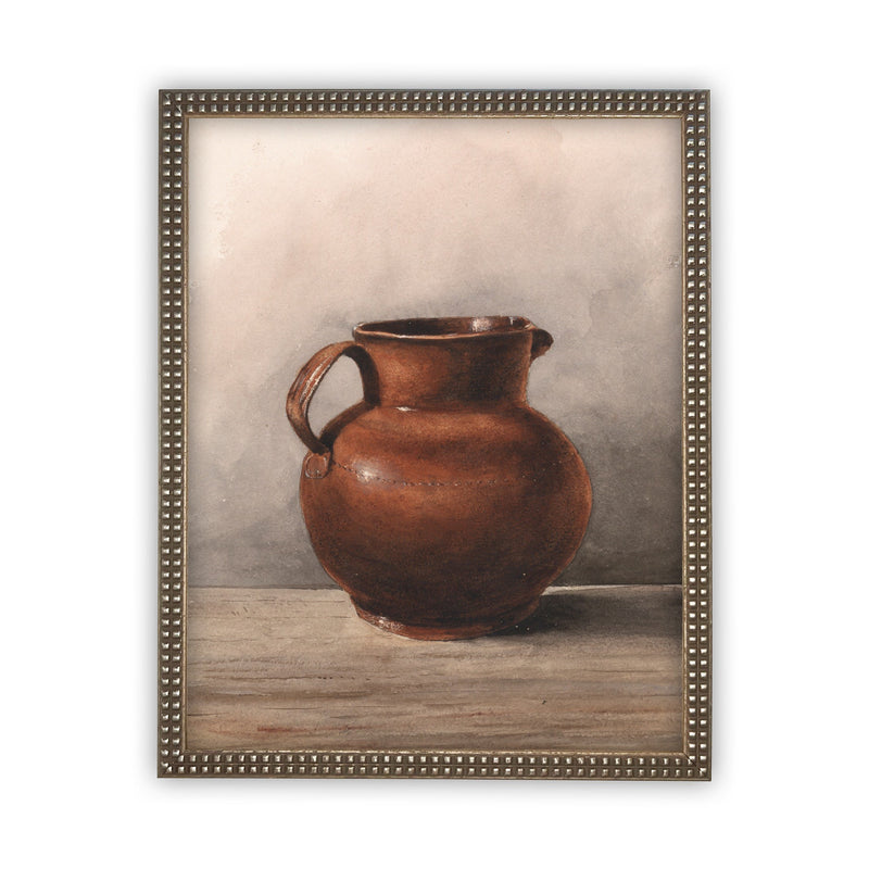 Vintage Framed Canvas Art  // Framed Vintage Print // Vintage Painting // Terracotta Pottery Still Life Print // Farmhouse Kitchen //#ST-601