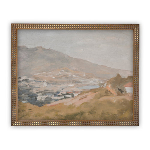 Vintage Framed Canvas Art  // Framed Vintage Print // Vintage Painting // Pastel Landscape// Farmhouse print //#LAN-104