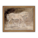 Vintage Framed Canvas Art  // Framed Vintage Print // Vintage Painting // Horse Art// Farmhouse print //#A-126