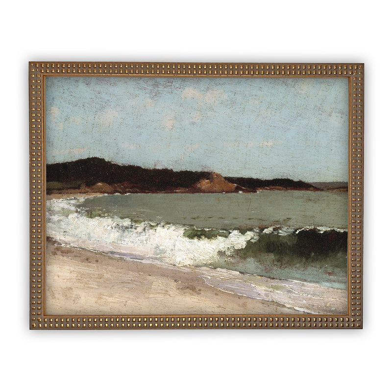 Vintage Framed Canvas Art  // Framed Vintage Print // Vintage Painting // Beach House Seascape Coastal Art// #LAN-155