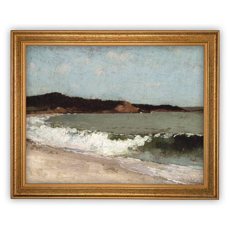 Vintage Framed Canvas Art  // Framed Vintage Print // Vintage Painting // Beach House Seascape Coastal Art// #LAN-155