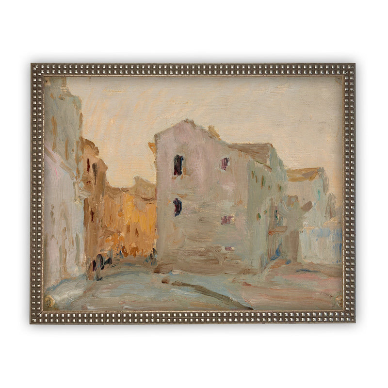 Vintage Framed Canvas Art  // Framed Vintage Print // Vintage Painting // European City Landscape Art // Farmhouse print //#ARC-113