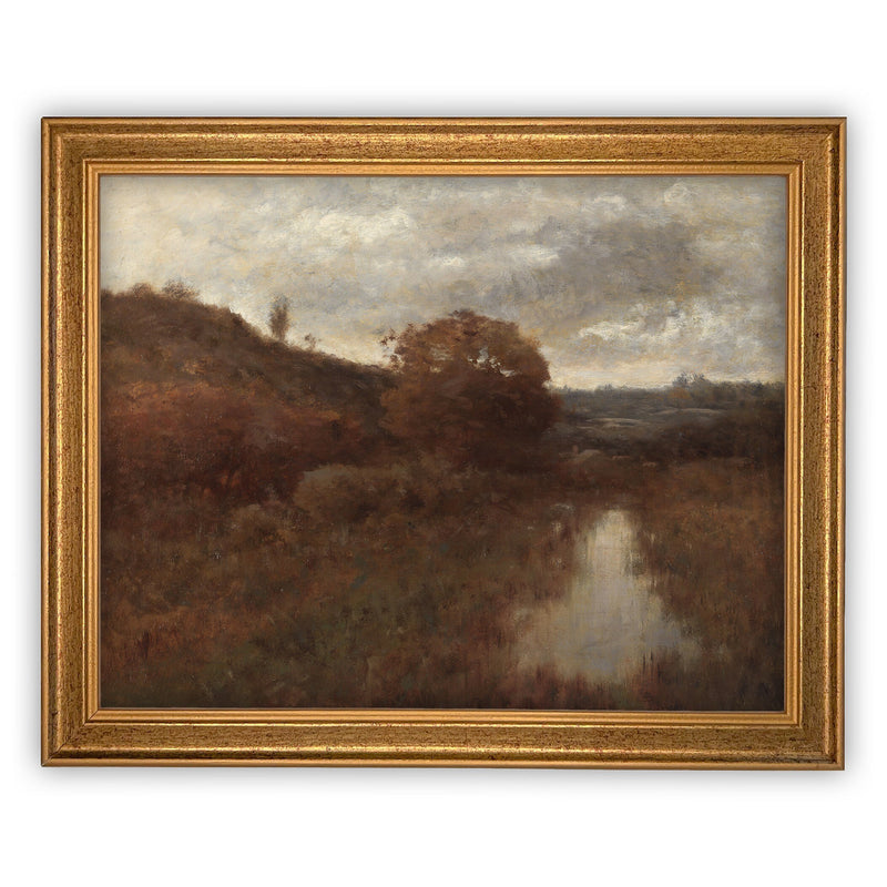 Vintage Framed Canvas Art  // Framed Vintage Print // Vintage Painting // Fall Autumn Art // Farmhouse print //#LAN-137