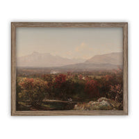 Vintage Framed Canvas Art  // Framed Vintage Print // Vintage Painting // Fall or Autumn Landscape //Farmhouse print //#LAN-112