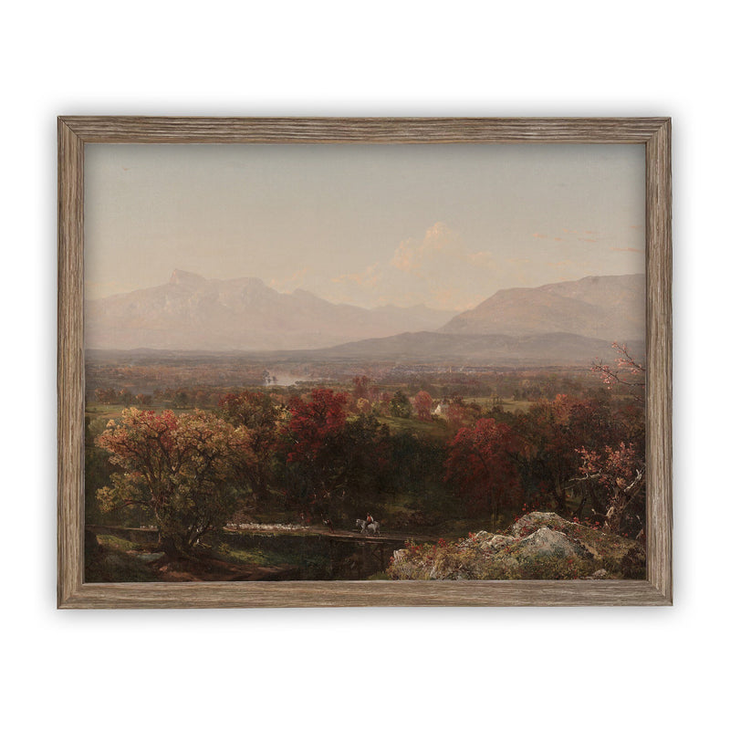 Vintage Framed Canvas Art  // Framed Vintage Print // Vintage Painting // Fall or Autumn Landscape //Farmhouse print //#LAN-112