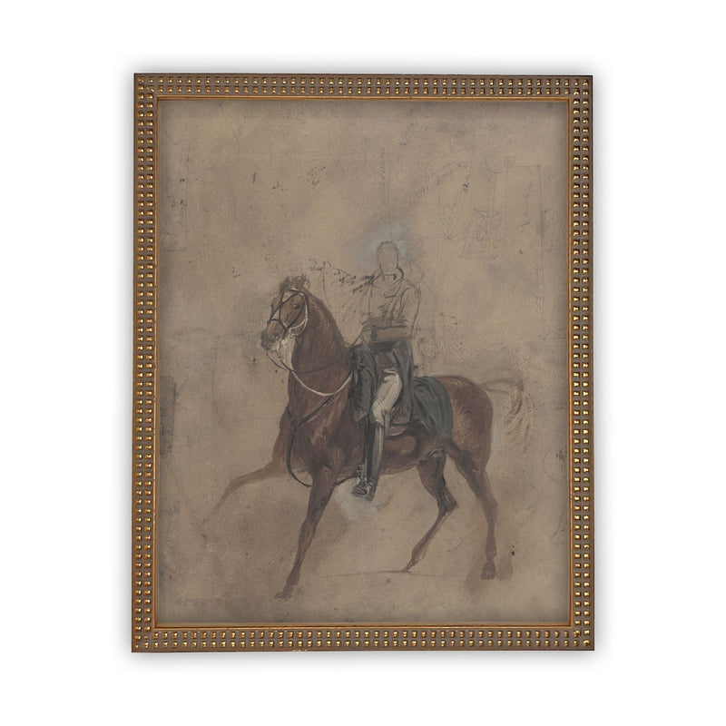 Vintage Framed Canvas Art  // Framed Vintage Print // Vintage Painting // Horse Cowboy Art// Farmhouse print //#A-121