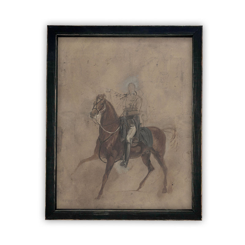 Vintage Framed Canvas Art  // Framed Vintage Print // Vintage Painting // Horse Cowboy Art// Farmhouse print //#A-121