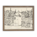 Vintage Framed Canvas Art  // Framed Vintage Print // Vintage Painting // Vintage Architecture Sketch// Cityscape print //#ARC-102