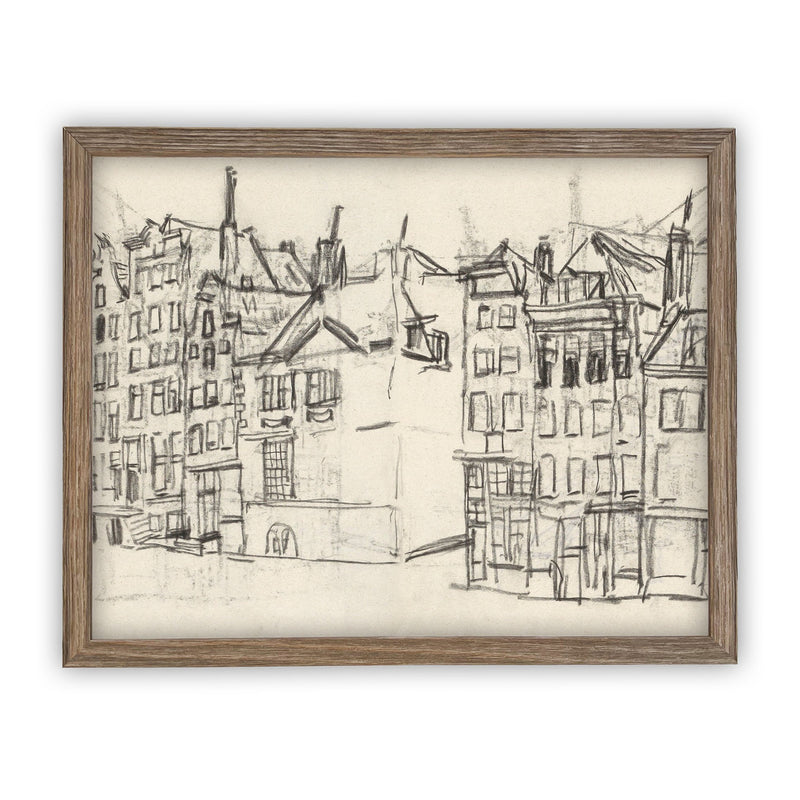 Vintage Framed Canvas Art  // Framed Vintage Print // Vintage Painting // Vintage Architecture Sketch// Cityscape print //#ARC-102