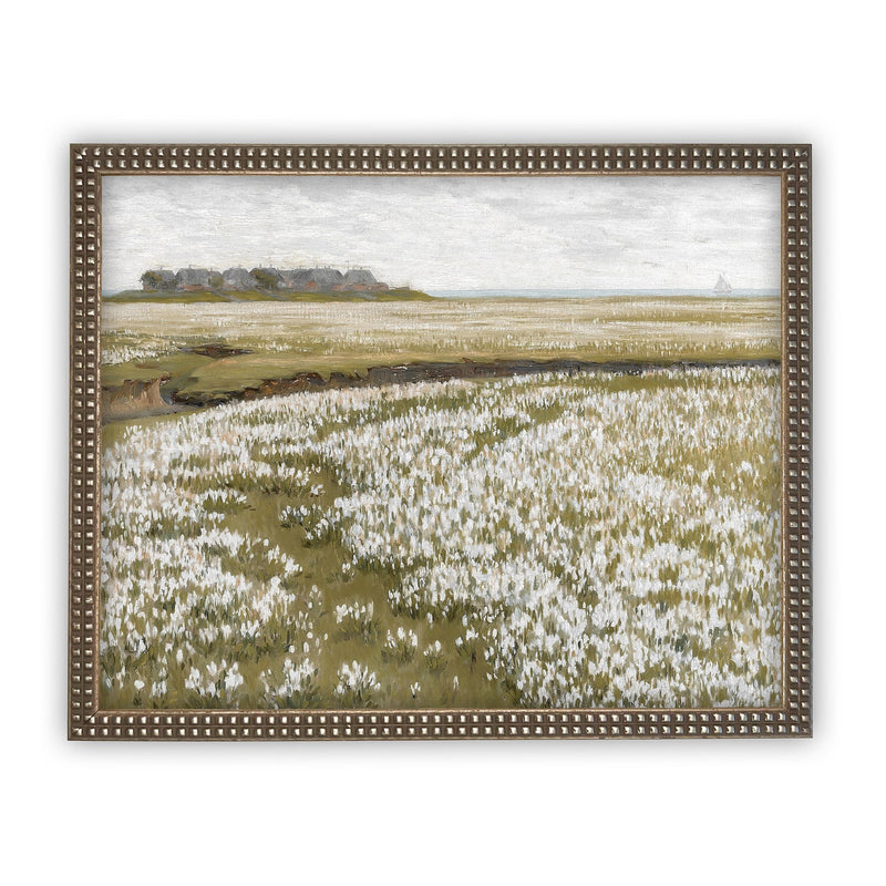 Vintage Framed Canvas Art  // Framed Vintage Print // Vintage Painting // Vintage Landscape Meadow // Spring Farmhouse print //#LAN-171