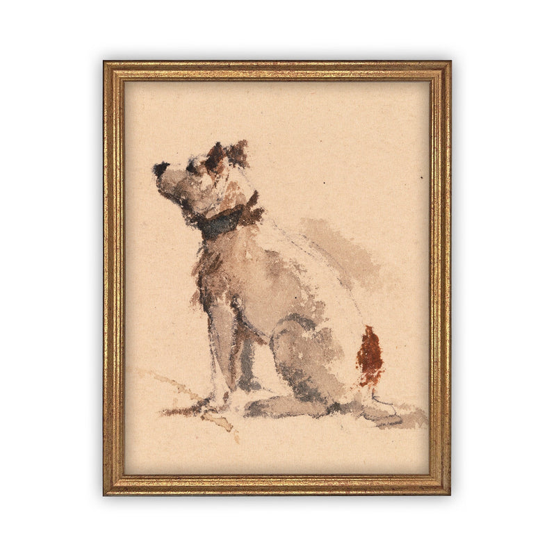 Vintage Framed Canvas Art  // Framed Vintage Print // Vintage Painting // Vintage Dog Art// Boys Room or Nursery print //#A-109