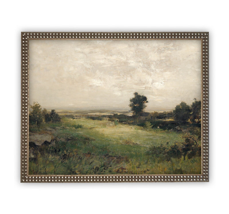 Vintage Framed Canvas Art  // Framed Vintage Print // Vintage Painting // Vintage Green Landscape // Farmhouse print //#LAN-146