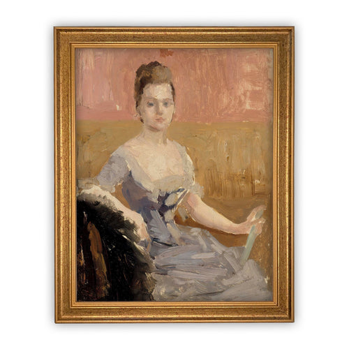 Vintage Framed Canvas Art  // Framed Vintage Print // Vintage Painting // Portrait of a Woman // European Art  //#P-505