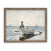 Vintage Framed Canvas Art  // Framed Vintage Print // Vintage Painting // Boating Art // Beach House print //#LAN-174