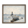 Vintage Framed Canvas Art  // Framed Vintage Print // Vintage Painting // Boating Art // Beach House print //#LAN-174