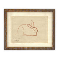 Vintage Framed Canvas Art  // Framed Easter Art // Vintage Rabbit Print // Vintage Bunny Sketch // Girls Room or Nursery print //#A-142