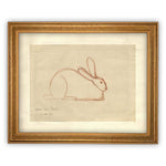 Vintage Framed Canvas Art  // Framed Easter Art // Vintage Rabbit Print // Vintage Bunny Sketch // Girls Room or Nursery print //#A-142