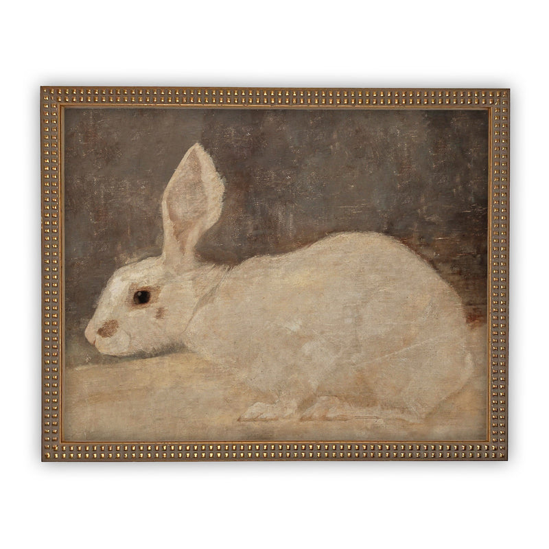 Vintage Framed Canvas Art  // Framed Vintage Print // Vintage Painting // Easter Bunny Rabbit Art // Farmhouse print //#A-144