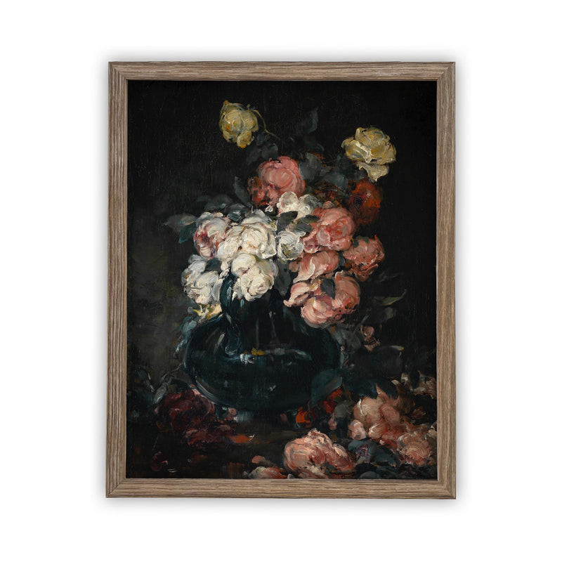 Vintage Framed Canvas Art  // Framed Vintage Print // Vintage Painting // Framed Vintage Roses // Botanical Floral Art //#BOT-101