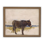 Vintage Framed Canvas Art  // Framed Vintage Print // Vintage Donkey Painting // Donkey Art// Farmhouse print //#A-153