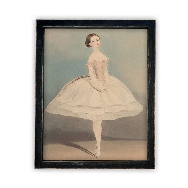 Vintage Framed Canvas Art  // Framed Vintage Print // Vintage Painting // Vintage Ballerina Art // Girls Room or Nursery print //#P-520