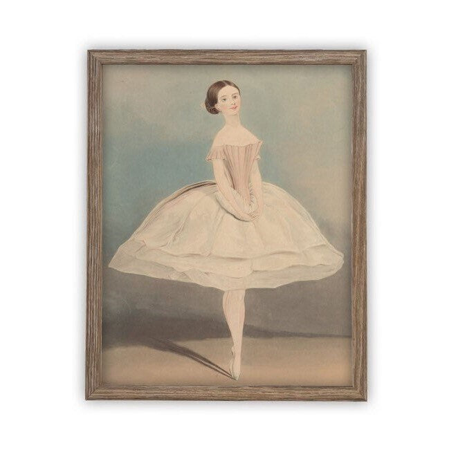 Vintage Framed Canvas Art  // Framed Vintage Print // Vintage Painting // Vintage Ballerina Art // Girls Room or Nursery print //#P-520