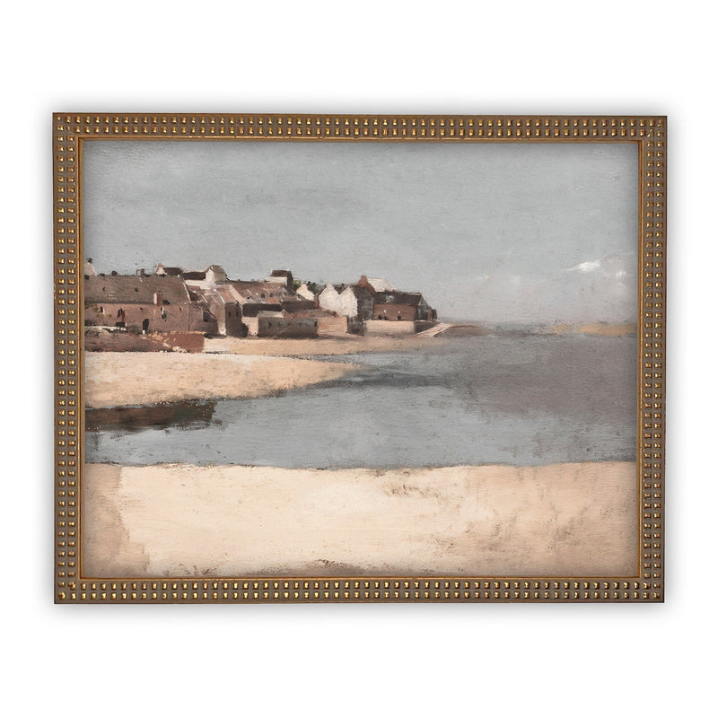 Vintage Framed Canvas Art  // Framed Vintage Print // Vintage Painting // Coastal Beach Art // Seascape print //#LAN-159