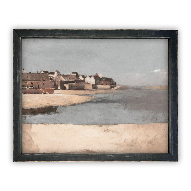 Vintage Framed Canvas Art  // Framed Vintage Print // Vintage Painting // Coastal Beach Art // Seascape print //#LAN-159