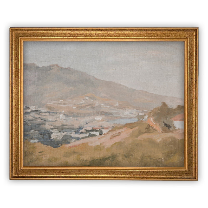 Vintage Framed Canvas Art  // Framed Vintage Print // Vintage Painting // Pastel Landscape// Farmhouse print //#LAN-104