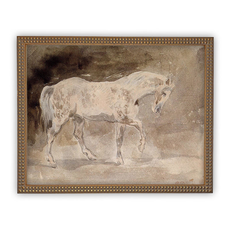 Vintage Framed Canvas Art  // Framed Vintage Print // Vintage Painting // Horse Art// Farmhouse print //#A-126