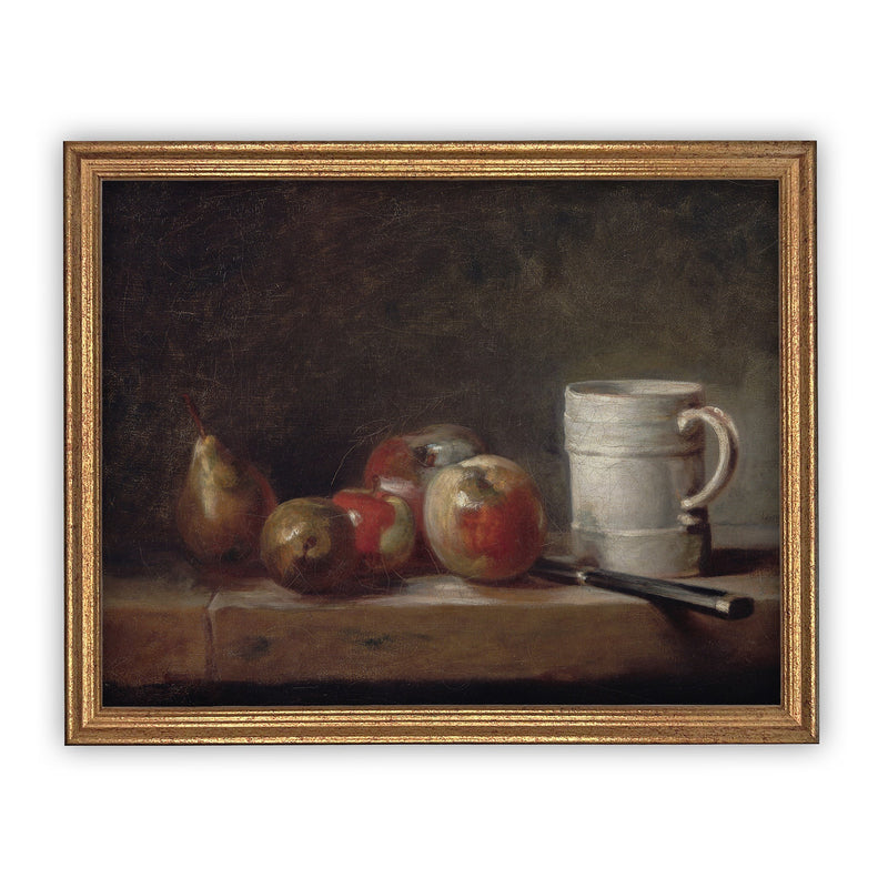 Vintage Framed Canvas Art  // Framed Vintage Print // Vintage Fruit Painting // Still Life Kitchen Painting // Farmhouse print //#ST-600