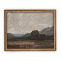 Vintage Framed Canvas Art  // Framed Vintage Print // Vintage Painting // Moody Fall Winter Landscape // Farmhouse print //#LAN-128