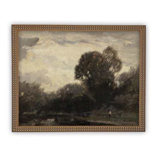 Vintage Framed Canvas Art  // Framed Vintage Print // Vintage Painting // Moody Dark Wall Art // Farmhouse print //#LAN-162