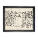 Vintage Framed Canvas Art  // Framed Vintage Print // Vintage Painting // Vintage Architecture Sketch// Cityscape print //#ARC-102