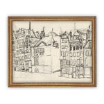 Vintage Framed Canvas Art  // Framed Vintage Print // Vintage Painting // Vintage Architecture Sketch// Cityscape print //#ARC-102