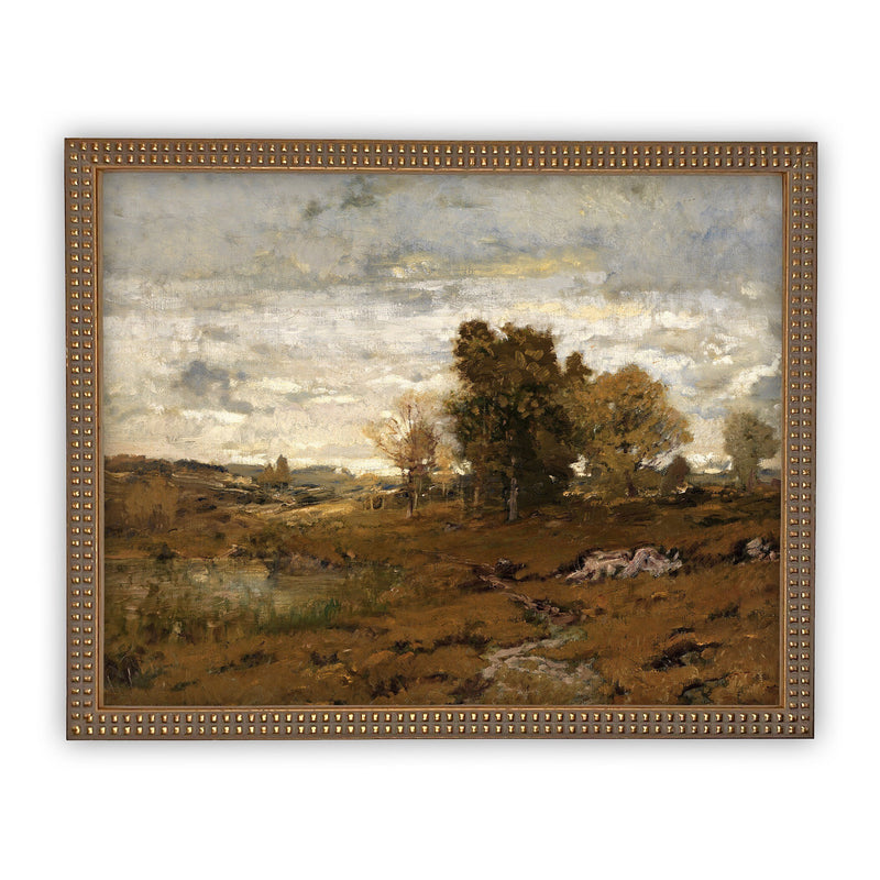 Vintage Framed Canvas Art  // Framed Vintage Print // Vintage Painting // Fall Autumn Landscape // Farmhouse print // #LAN-119