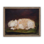 Vintage Framed Canvas Art  // Framed Vintage Print // Vintage Painting // Fluffy Dog Art// Vintage Dog print //#A-111