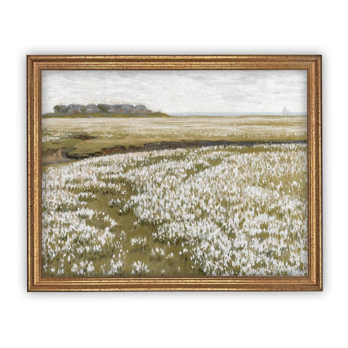 Vintage Framed Canvas Art  // Framed Vintage Print // Vintage Painting // Vintage Landscape Meadow // Spring Farmhouse print //#LAN-171