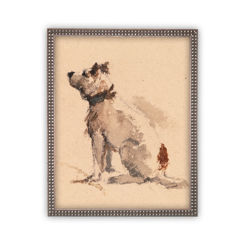 Vintage Framed Canvas Art  // Framed Vintage Print // Vintage Painting // Vintage Dog Art// Boys Room or Nursery print //#A-109