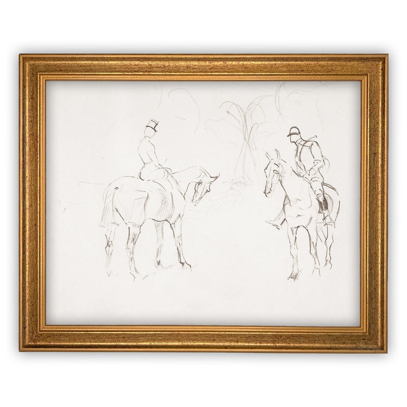 Vintage Framed Canvas Art  // Framed Vintage Print // Vintage Painting // Vintage Horse Sketch Art// Farmhouse print //#A-131