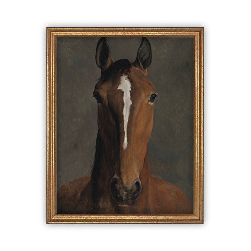 Vintage Framed Canvas Art  // Framed Vintage Print // Vintage Painting // Vintage Horse Art// Farmhouse print //#A-154