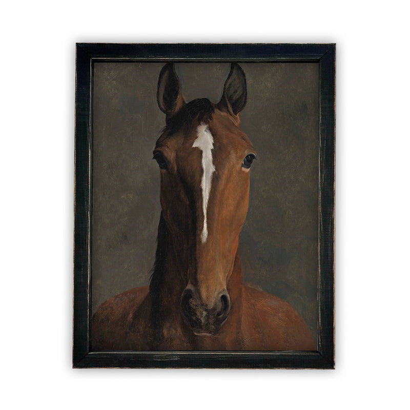 Vintage Framed Canvas Art  // Framed Vintage Print // Vintage Painting // Vintage Horse Art// Farmhouse print //#A-154