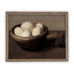 Vintage Framed Canvas Art // Framed Vintage Print // Vintage Egga Still Life Painting // Farmhouse Kitchen Print //#ST-613