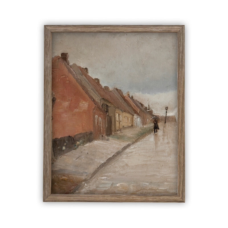 Vintage Framed Canvas Art  // Framed Vintage Print // Vintage Painting // European City Landscape Art // Farmhouse print //#ARC-115