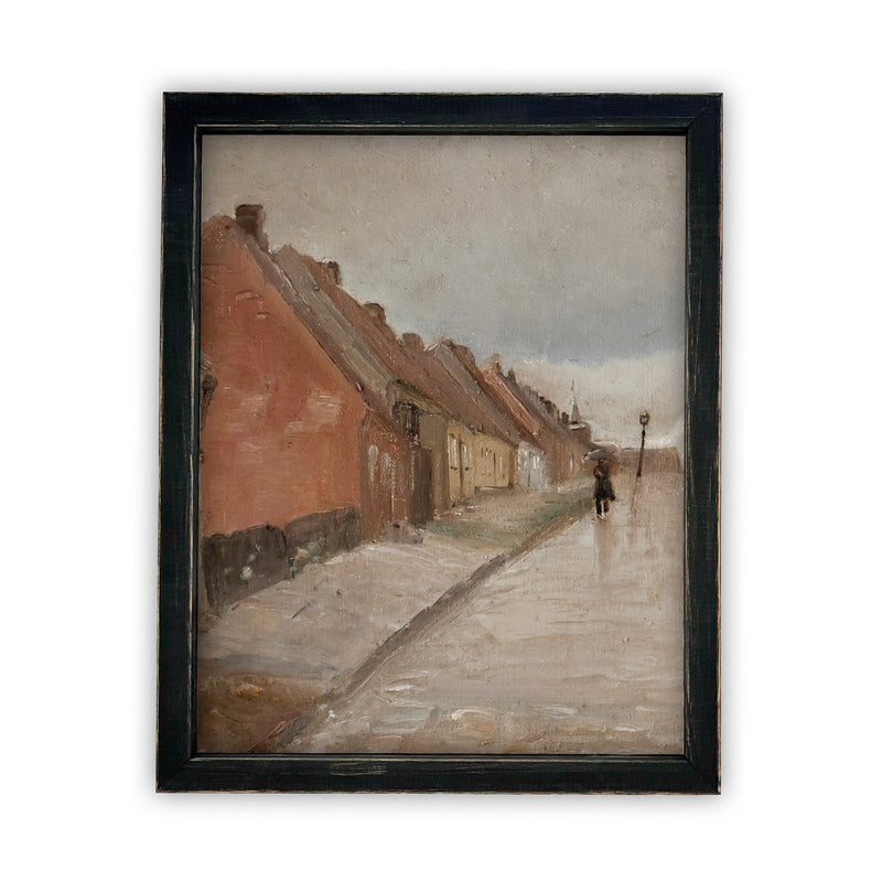 Vintage Framed Canvas Art  // Framed Vintage Print // Vintage Painting // European City Landscape Art // Farmhouse print //#ARC-115