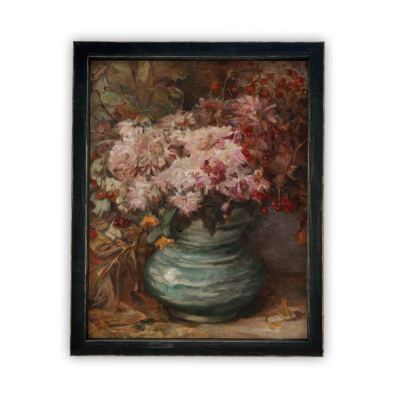 Vintage Framed Canvas Art // Framed Vintage Print // Vintage Painting // Floral Still Life Print // Botanical print //#BOT-127