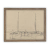 Vintage Framed Canvas Art  // Framed Vintage Print // Vintage Painting // Vintage Sailboat Sketch // Farmhouse print //#LAN-188