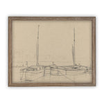 Vintage Framed Canvas Art  // Framed Vintage Print // Vintage Painting // Vintage Sailboat Sketch // Farmhouse print //#LAN-188