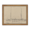 Vintage Framed Canvas Art  // Framed Vintage Print // Vintage Painting // Vintage Sailboat Sketch // Farmhouse print //#LAN-188